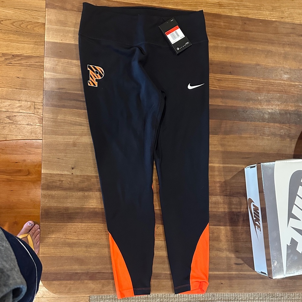 Nike Princeton Athletics Black Leggings with Orange Details